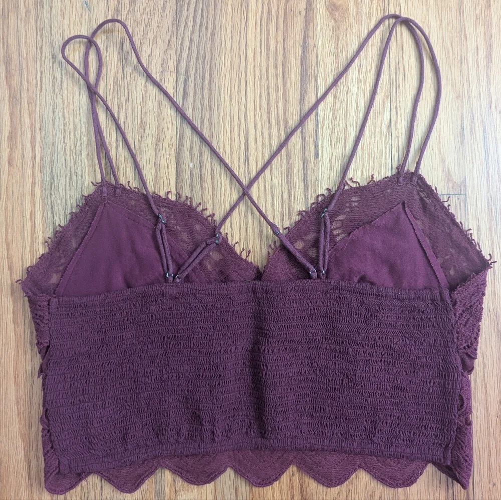 Free People Ilektra Bralette Burgundy Small NWOT